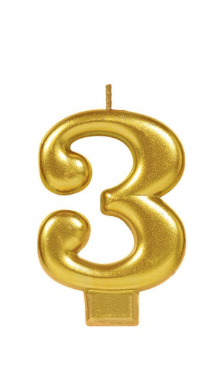 Metallic Gold Numbered Candle Topper |  0-9